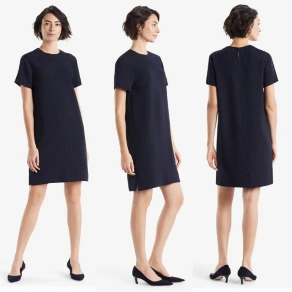 MM Lafleur Lucille Pinstripe Navy Blue Business Casual Shift Dress L